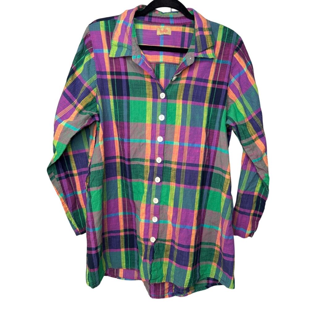 Tulip Boutique Label Multicolor Plaid Tunic Top